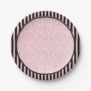 Vintage Pink Damask   Halloween Paper Plate