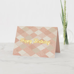 Vintage Pink Diagonal Pattern Happy Birthday Foil Greeting Card