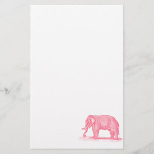 Vintage Pink Elephant 1800s Elephants Illustration Stationery