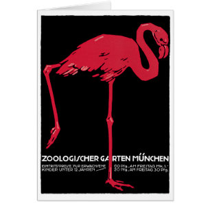 Vintage Pink Flamingo Bird at Germany Munich Zoo