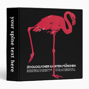 Vintage Pink Flamingo Bird at Germany Munich Zoo Binder