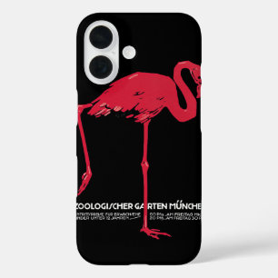 Vintage Pink Flamingo Bird at Germany Munich Zoo iPhone 16 Case