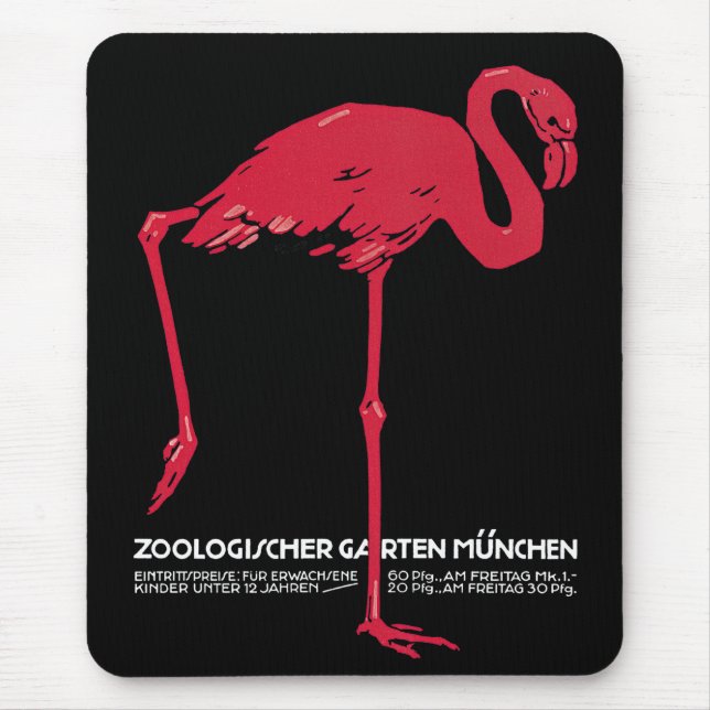 Vintage Pink Flamingo Bird at Germany Munich Zoo Mouse Pad (Front)