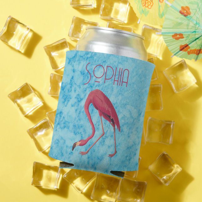 Vintage Pink Flamingo Can Cooler (In Situ Summer)