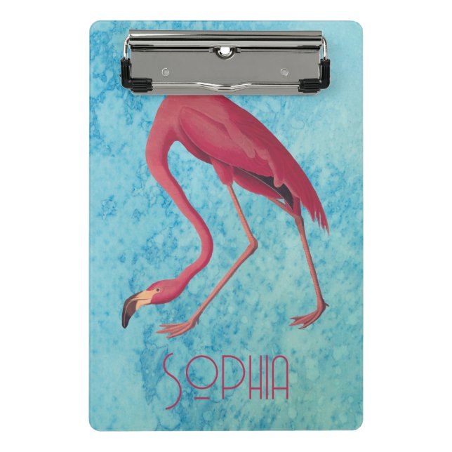 Vintage Pink Flamingo Mini Clipboard (Front)