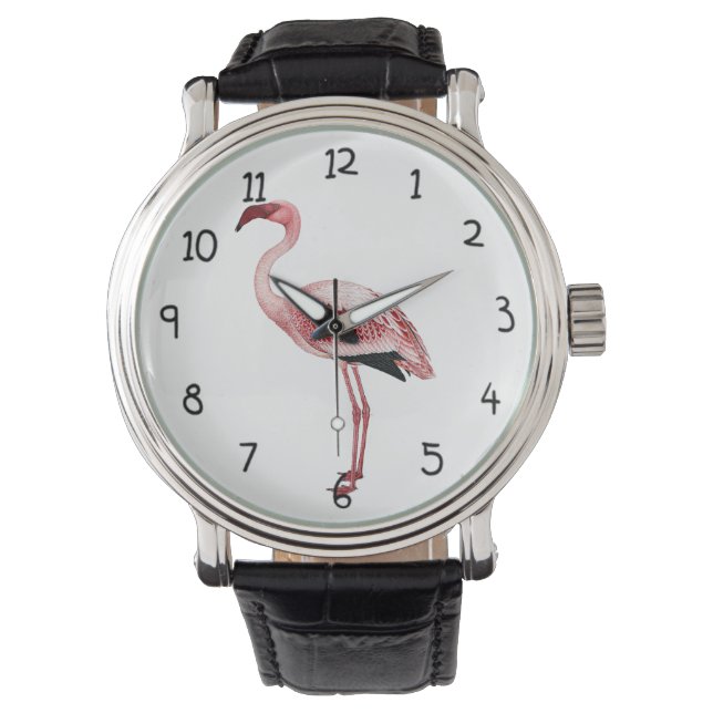 Vintage Pink Flamingo Painting Watch (Front)