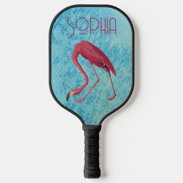 Vintage Pink Flamingo Pickleball Paddle (Front)