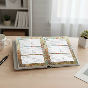 Vintage pink floral address book page