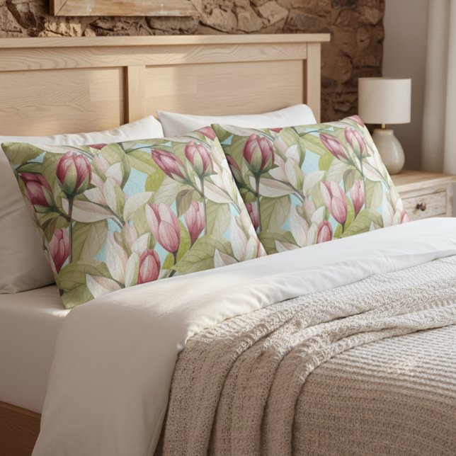 Vintage Pink Floral And Leaf Pattern  Pillowcase (Creator Uploaded)