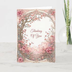 Vintage Pink Floral Art Nouveau Thinking of You Card