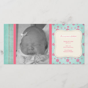 Vintage Pink Floral Birth Announcement