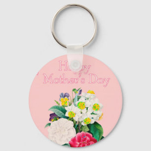 Vintage Pink Floral Bouquest Happy Mother's Day Keychain