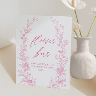 Vintage Pink Floral Bouquet Flower Bar  Poster Pedestal Sign