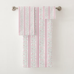 Vintage Pink Floral Coquette Bath Towel Set