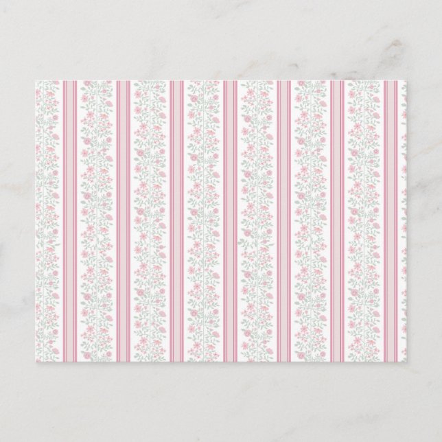 Vintage Pink Floral Coquette Pattern Holiday Postcard (Front)