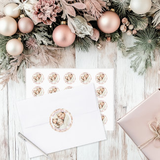 Vintage Pink Floral Customizable Flat Classic Round Sticker