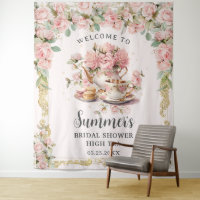Vintage Pink Floral High Tea Party Bridal Shower