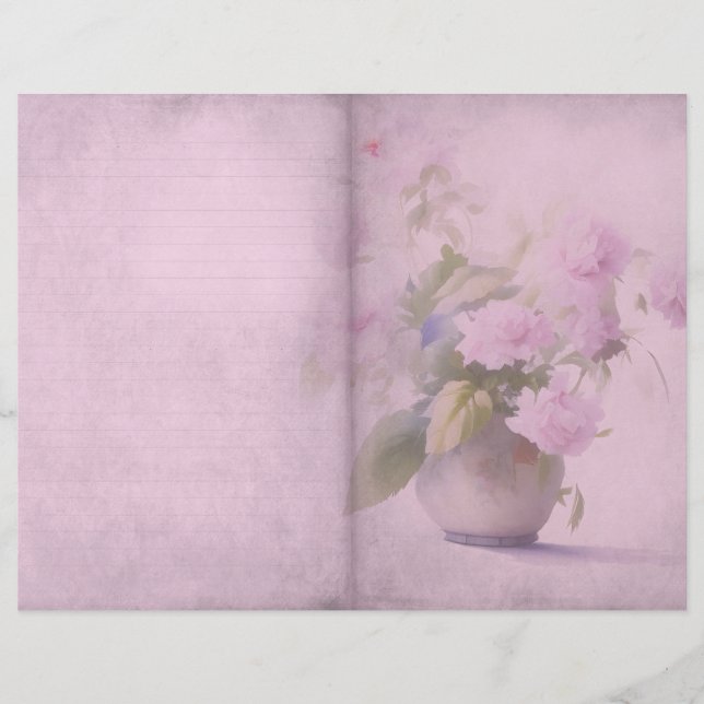 Vintage Pink Floral Journal Page (Front)