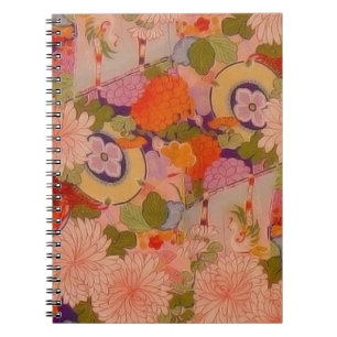 Vintage Pink Floral Kimono Flower Pattern Notebook