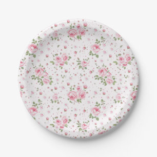 Vintage Pink Floral Paper Plates
