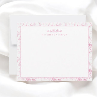 Vintage Pink Floral Personalized Stationery Card