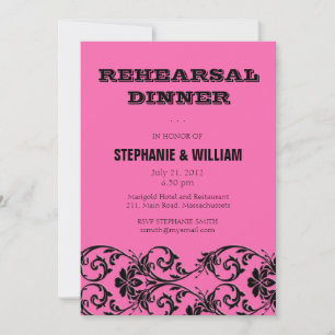 Vintage Pink Floral Rehearsal Dinner Card
