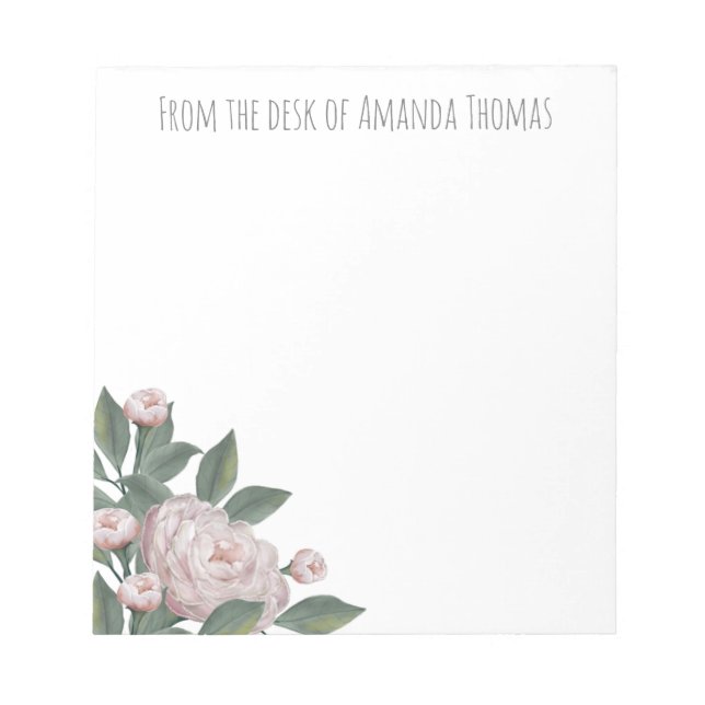 Vintage Pink Floral Rose Modern Simple  Notepad (Front)