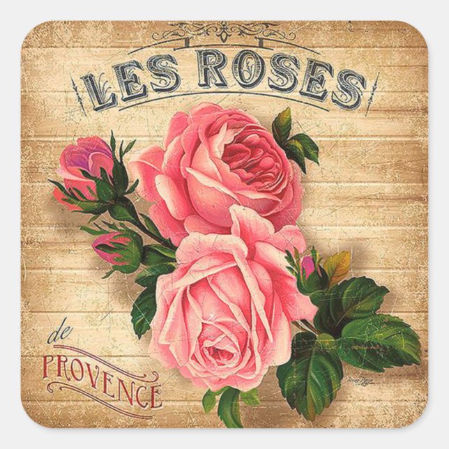 Vintage pink floral roses elegant sticker (Front)