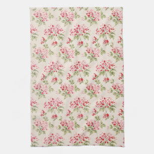 Vintage Pink Floral Shabby Chic Pattern Kitchen Towel