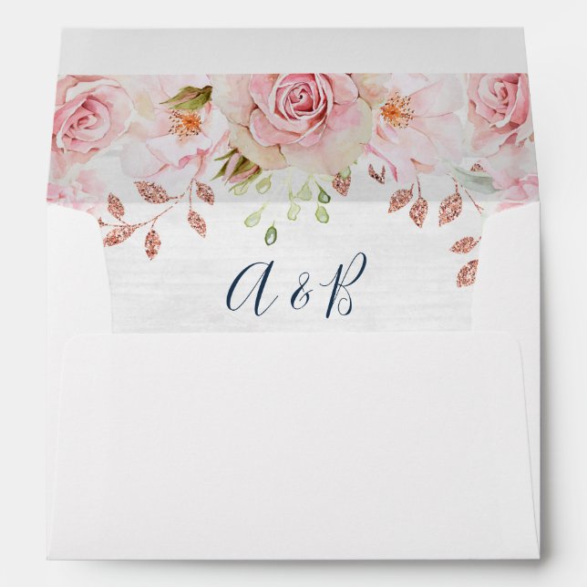 Vintage Pink Floral Spring Wedding Envelope (Back (Bottom))