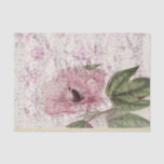 Vintage Pink Floral  Tissue Paper<br><div class="desc">A collage of a large pink flower with green leaves over a background of music and pink damask.</div>