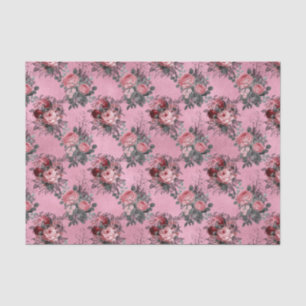 Vintage Pink Floral Tissue Paper