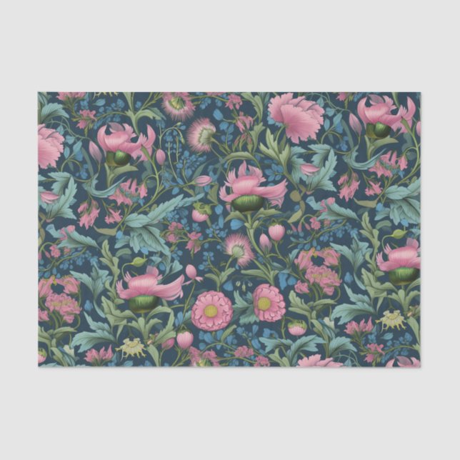 Vintage Pink Floral Tissue Paper (Front)