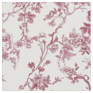 Vintage Pink Floral Toile Fabric