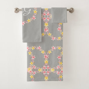 Vintage Pink Floral with Monogram Bath Towel Set