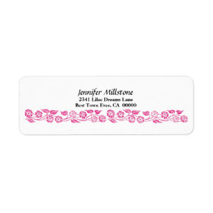 Vintage Pink Flower Border Return Address