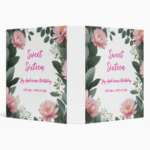 vintage pink flower green eucalyptus 16th birthday binder