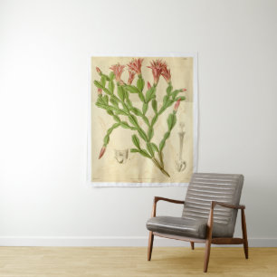 Vintage pink flowering cactus tapestry