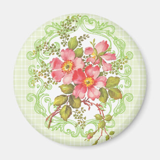 Vintage Pink Flowers Cottage Dream Magnet