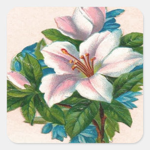 Vintage Pink Flowers, Grandmother Birthday Square Sticker