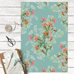 Vintage Pink Flowers on Teal Decoupage Tissue Paper<br><div class="desc">Beautiful pink and white florals on a teal background.  Perfect for scrapbooking,  decoupage projects or gift wrapping.</div>