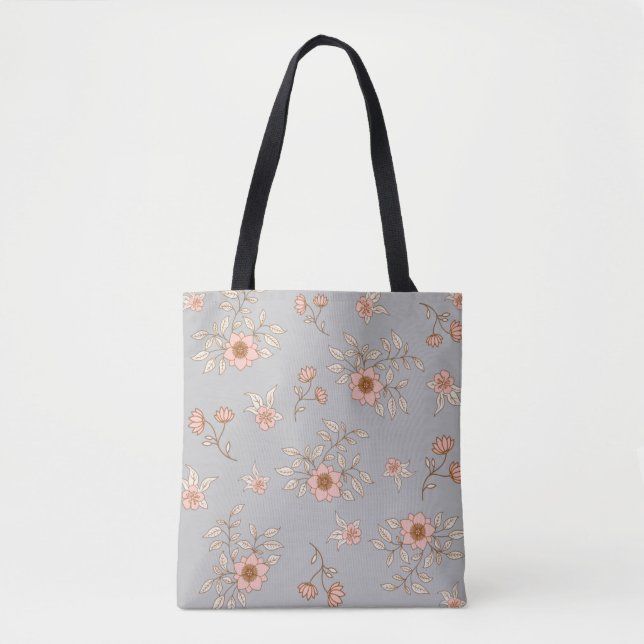 Vintage Pink Flowers Tote Bag (Front)