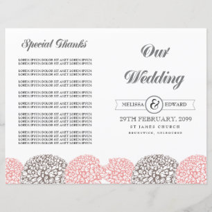 Vintage Pink Flowers Wedding Program Booklet
