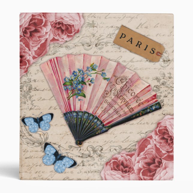 Vintage Pink French Fan Binder (Front)