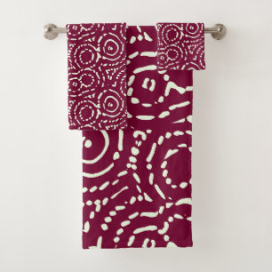 Vintage Pink Geometric Abstract  Bath Towel Set