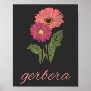 vintage pink gerbera for flowers lover poster