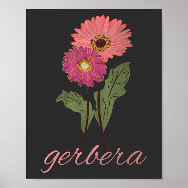 vintage pink gerbera for flowers lover poster (Front)