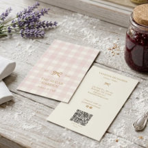 Vintage Pink Gingham Bakery QR Marketing Vertical