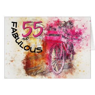 Vintage Pink Girly Watercolor 55-Year-Old Birthday