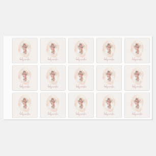 Vintage Pink Gold Floral Cross Holy Water Labels
